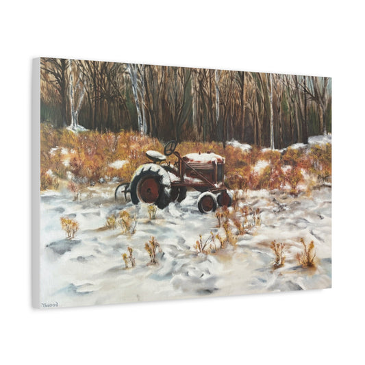 Winter Landscape Canvas Art, Autumn Wall Decor, Rustic Tractor Home Decor, Farmhouse Wall Art, Country Living Decoration