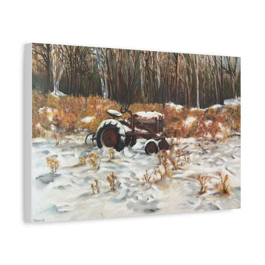 Winter Landscape Canvas Art, Autumn Wall Decor, Rustic Tractor Home Decor, Farmhouse Wall Art, Country Living Decoration