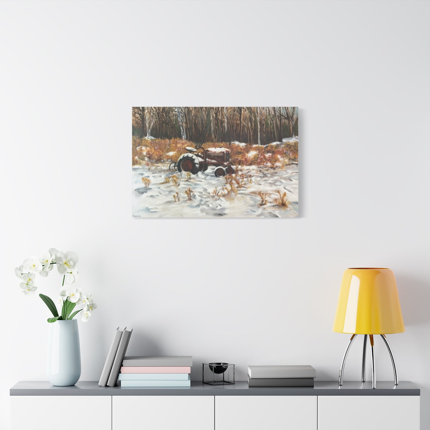 Winter Landscape Canvas Art, Autumn Wall Decor, Rustic Tractor Home Decor, Farmhouse Wall Art, Country Living Decoration